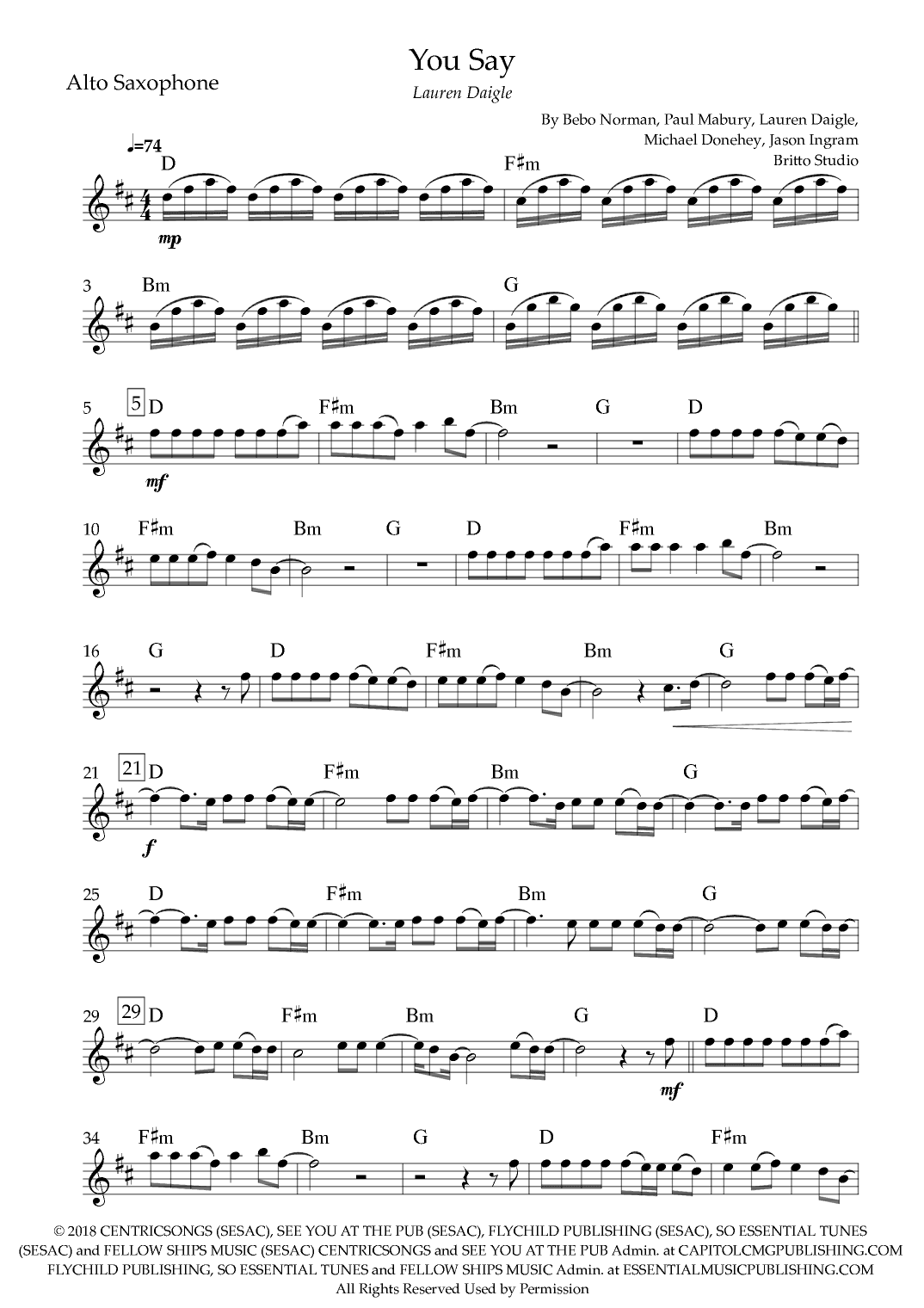 You Say (arr. Fabio Britto)