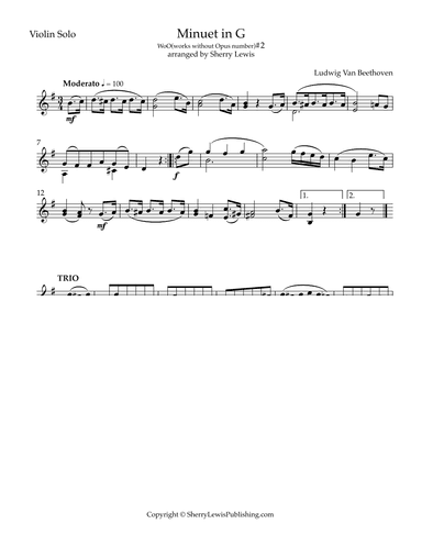 Minuet in G by Beethoven, #2, no opus (arr. Sherry Lewis)