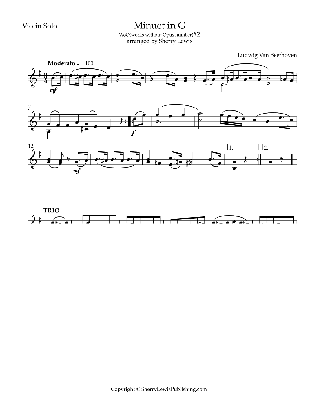 Minuet in G by Beethoven, #2, no opus (arr. Sherry Lewis)