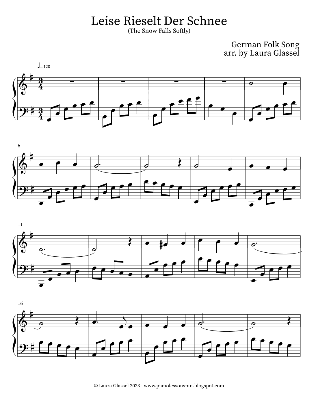 Leise Rieselt Der Schnee (The Snow Falls Softly) (arr. Laura Glassel)