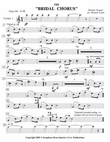 Wedding Collection: Professional Edition - 2. The "Bridal Chorus" (Trumpet 1) (arr. R.R.Cardo)