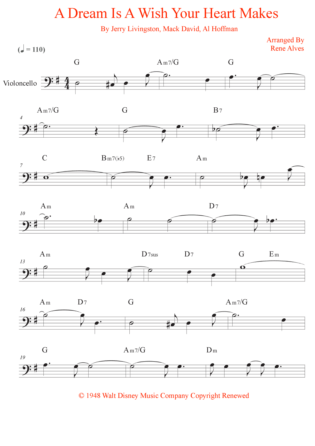 A Dream Is A Wish Your Heart Makes (arr. Rene Alves)