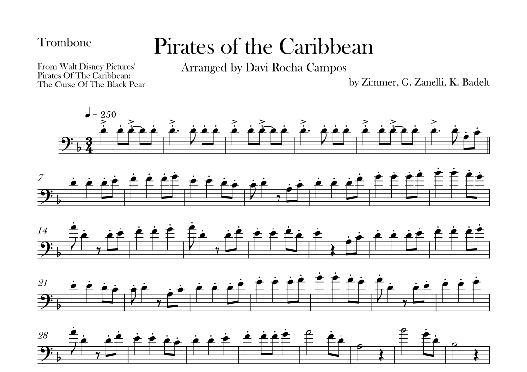 Pirates Of The Caribbean (arr. Davi Rocha Campos)
