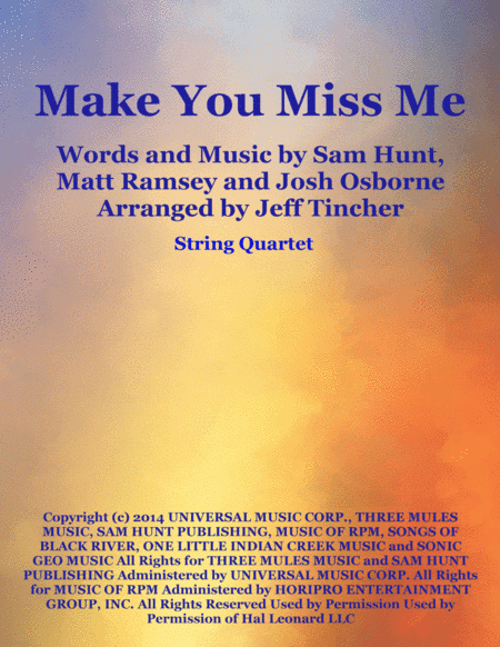 Make You Miss Me (arr. Jeff Tincher)
