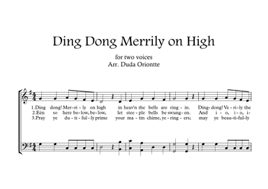 Ding Dong Merrily on High  (two mixed voice - G major - no chords - no piano) (arr. Duda Oriontte)
