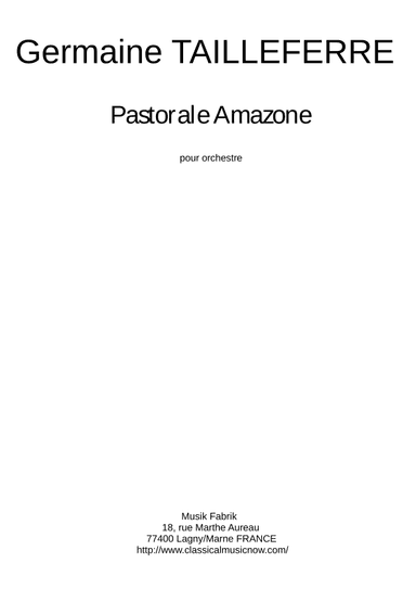 Germaine Tailleferre: Pastorale Amazone for chamber orchestra, score only - Score Only
