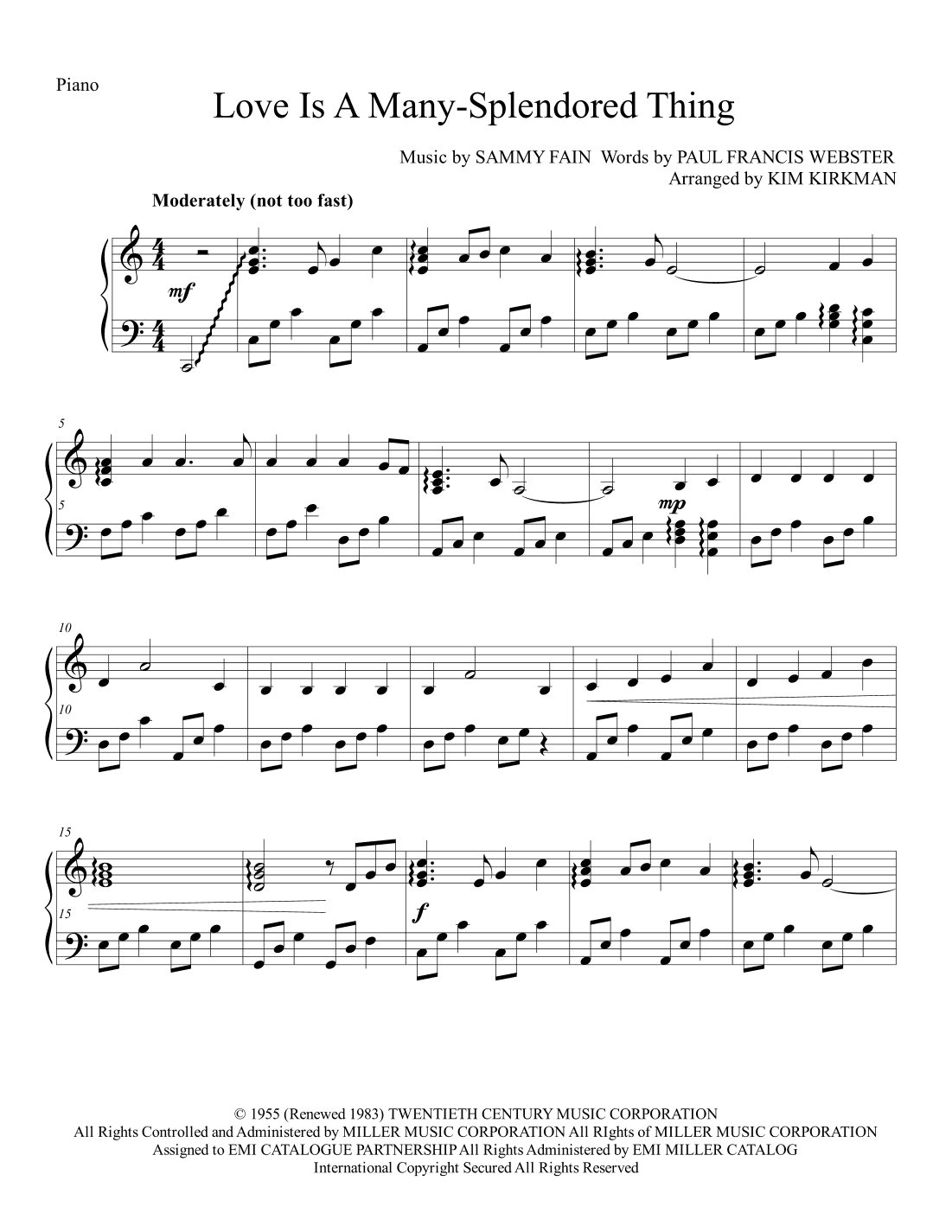 Love Is A Many-splendored Thing (arr. Kim Kirkman)