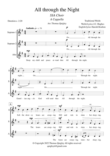 All Through the Night (arr. Thomas Quigley)