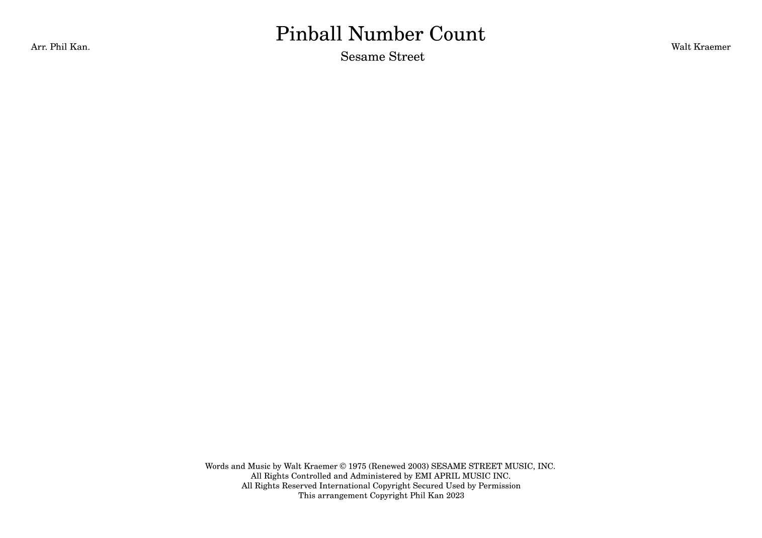 Pinball Number Count (arr. Phil Kan)