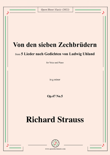 Richard Strauss-Von den sieben Zechbrüdern,in g minor (arr. OSM Press)
