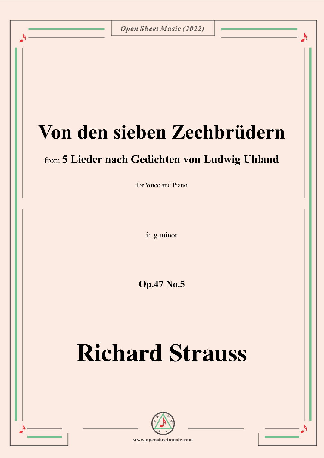 Richard Strauss-Von den sieben Zechbrüdern,in g minor (arr. OSM Press)