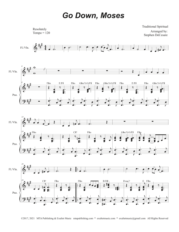 Go Down, Moses (Flute or Violin solo and Piano) (arr. Stephen DeCesare)