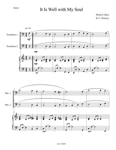 It Is Well with My Soul (Trombone Duet with Piano Accompaniment) (arr. B. C. Dockery)