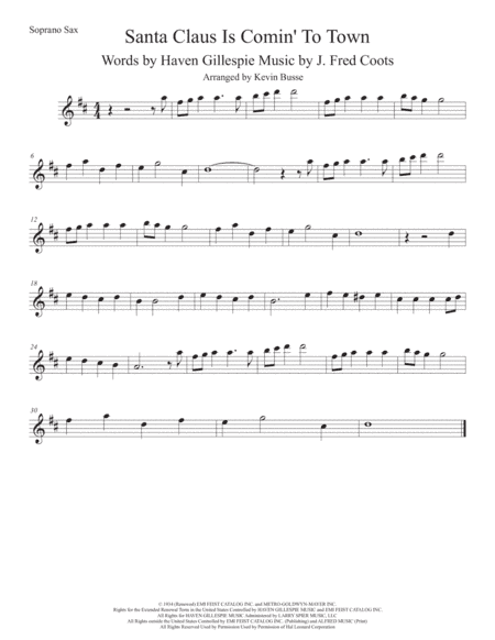 Santa Claus Is Comin' To Town (arr. Kevin Busse)