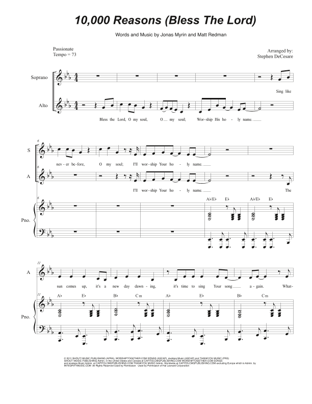 10,000 Reasons (bless The Lord) (arr. Stephen DeCesare)