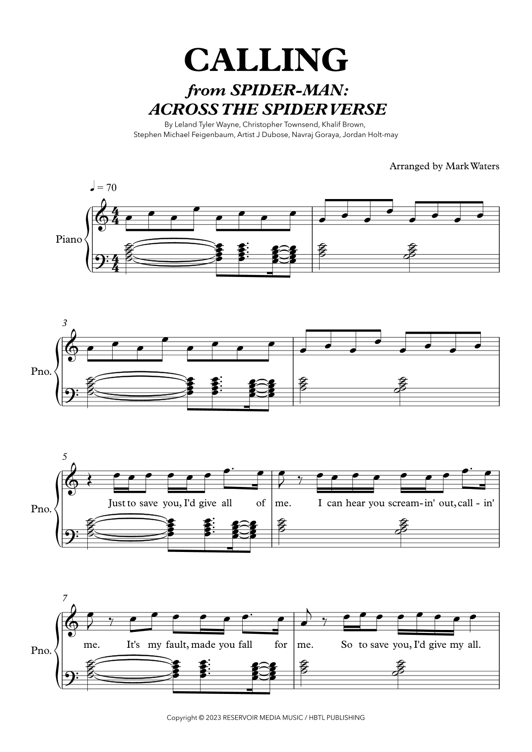 Calling (arr. Mark Waters)