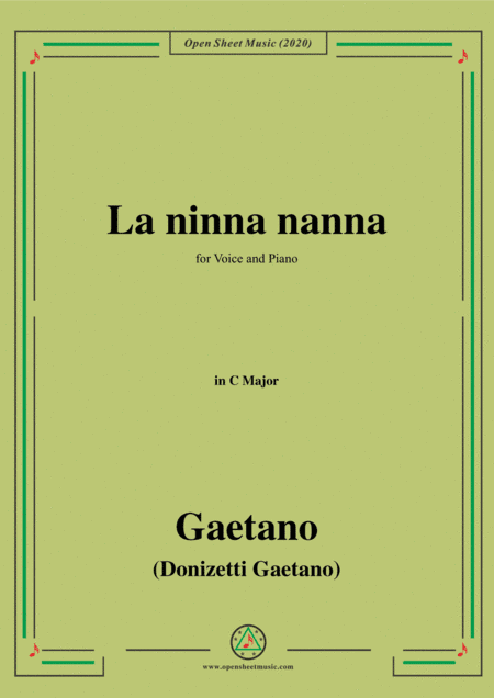 Donizetti-La ninna nanna,in C Major,for Voice and Piano (arr. MSM)