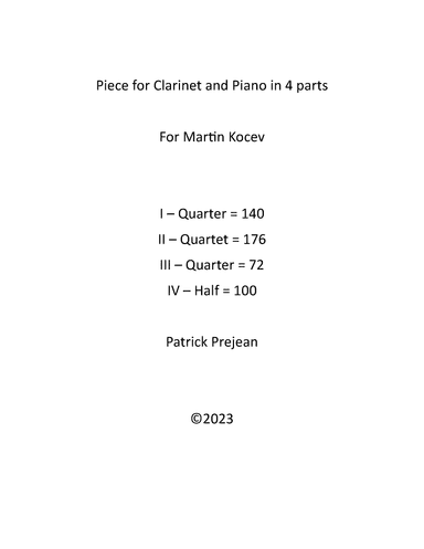 Piece for Clarinet and Piano in 4 parts