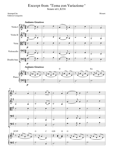 Excerpt from sonate k331 - "Tema con Variazione" (arr. Gildson Cerqueira)
