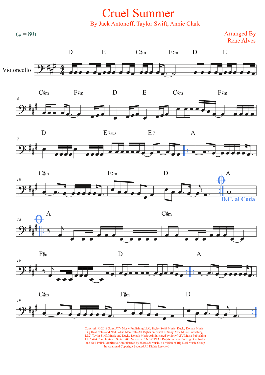 Cruel Summer (arr. Rene Alves)