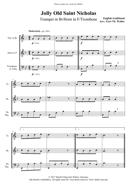Jolly Old Saint Nicholas (arr. Gert Th. Walter)