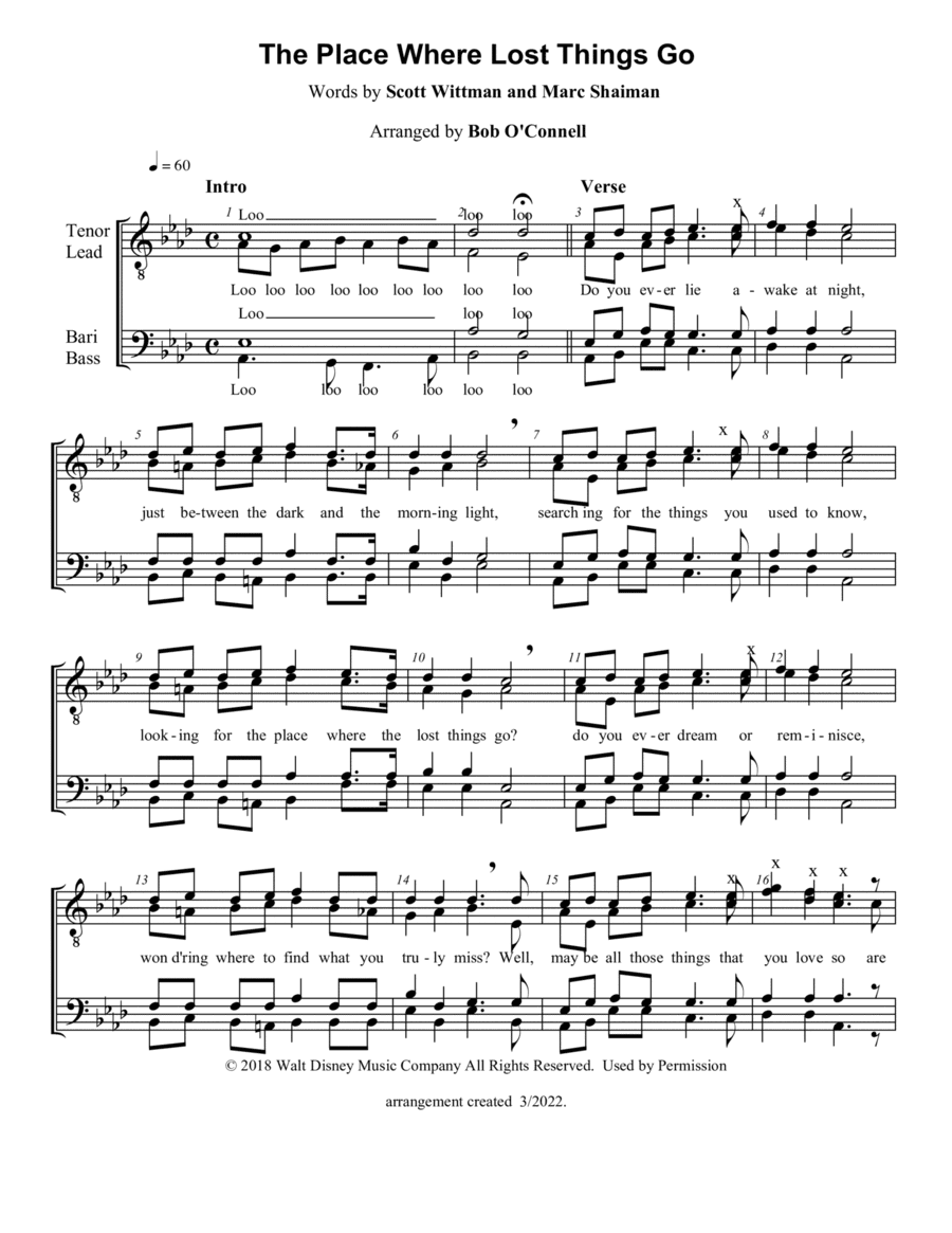 The Place Where Lost Things Go (arr. Bob O'Connell)