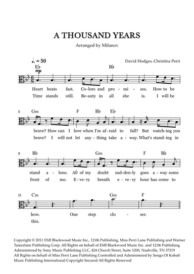 A Thousand Years (arr. Milanov)