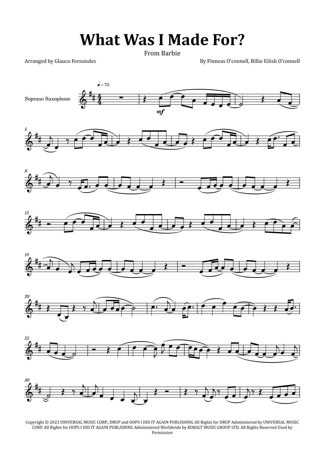 What Was I Made For? (arr. Glauco Fernandes)
