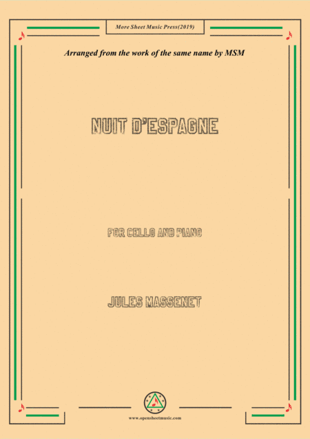 Massenet-Nuit d'Espagne, for Cello and Piano (arr. MSM)