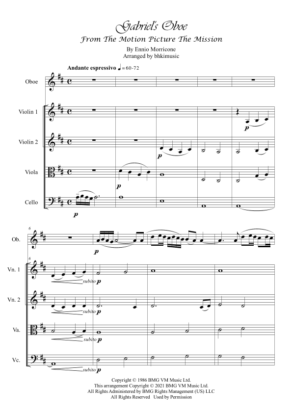 Gabriel's Oboe (arr. bhkimusic)