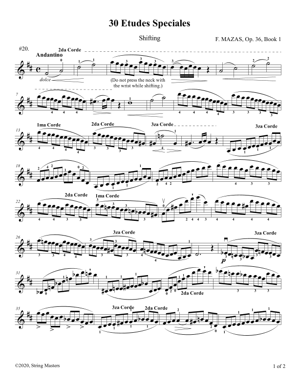 Mazas 75 Melodious & Progressive Studies Op 36, Book 1, No.20 (arr. String Masters)