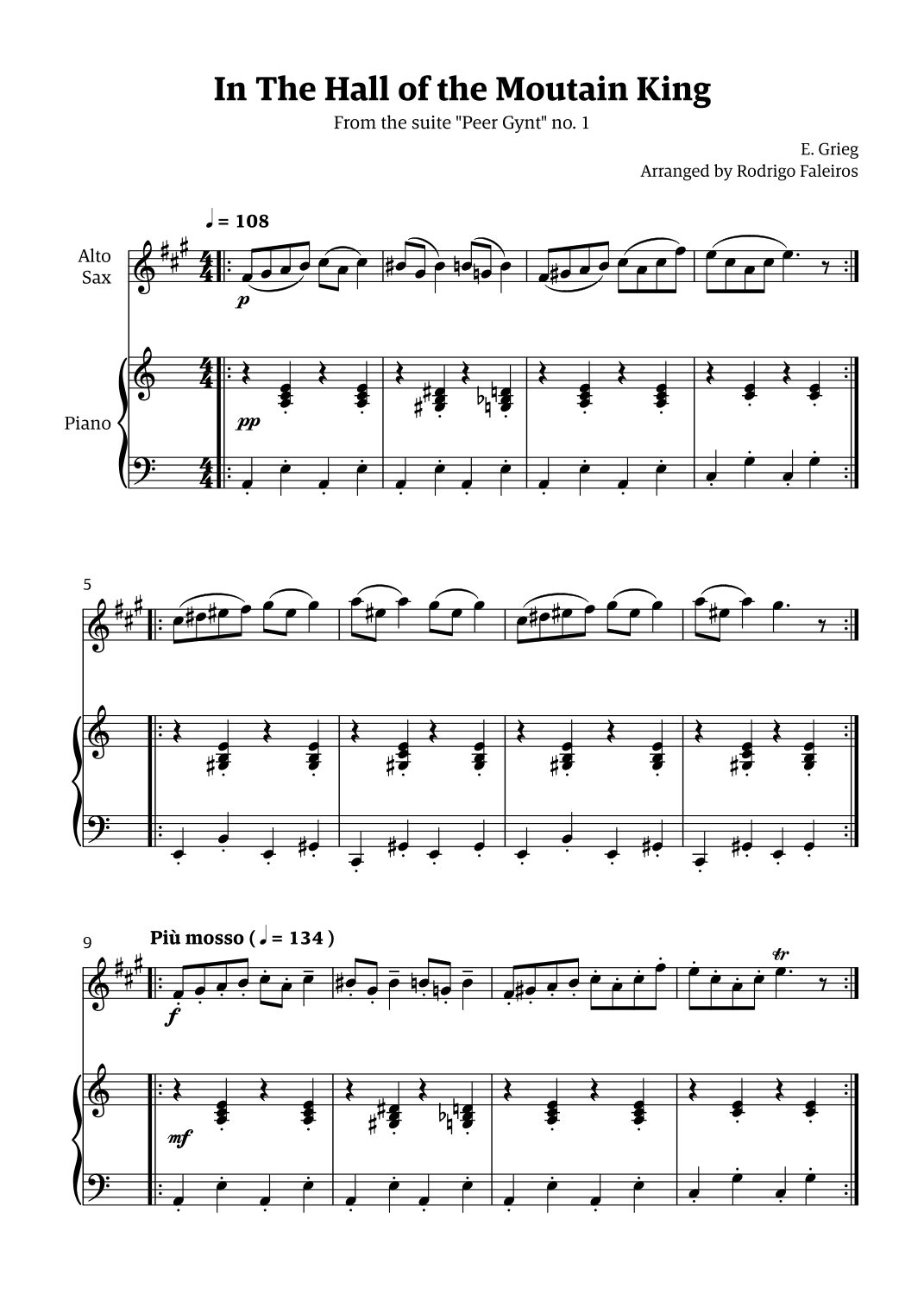 In the Hall of the Mountain King (for alto sax solo w/ piano accompaniment) (arr. Rodrigo Faleiros)