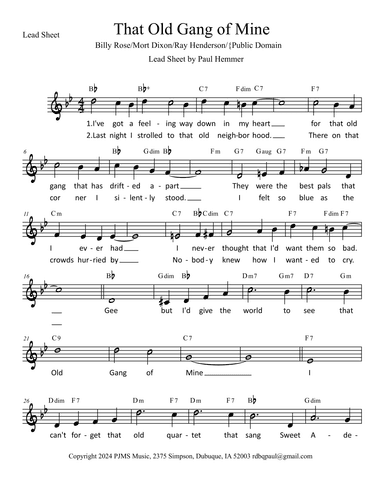 That Old Gang of Mine (arr. Paul Hemmer)