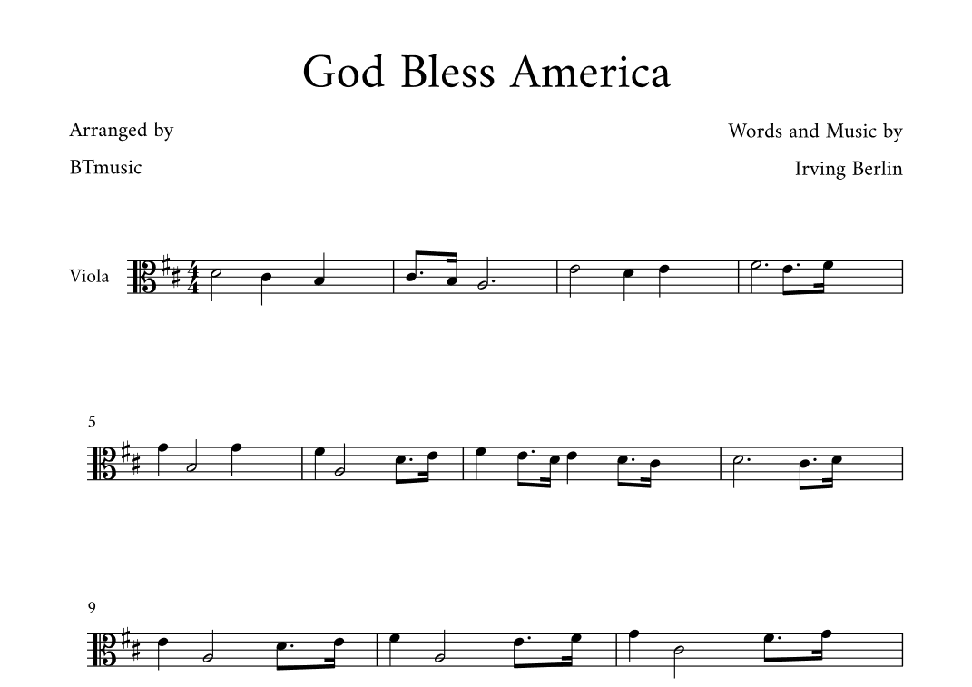 God Bless America ® (arr. BTmusic)