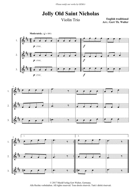 Jolly Old Saint Nicholas (arr. Gert Th. Walter)
