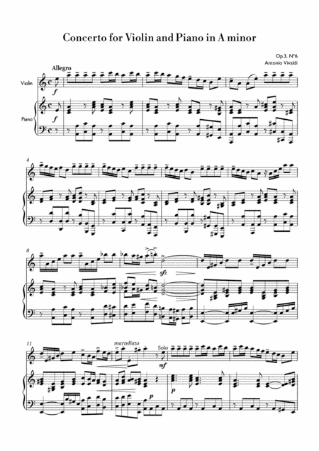Vivaldi - Concerto for Violin and Piano in A minor RV356 (arr. MPS)