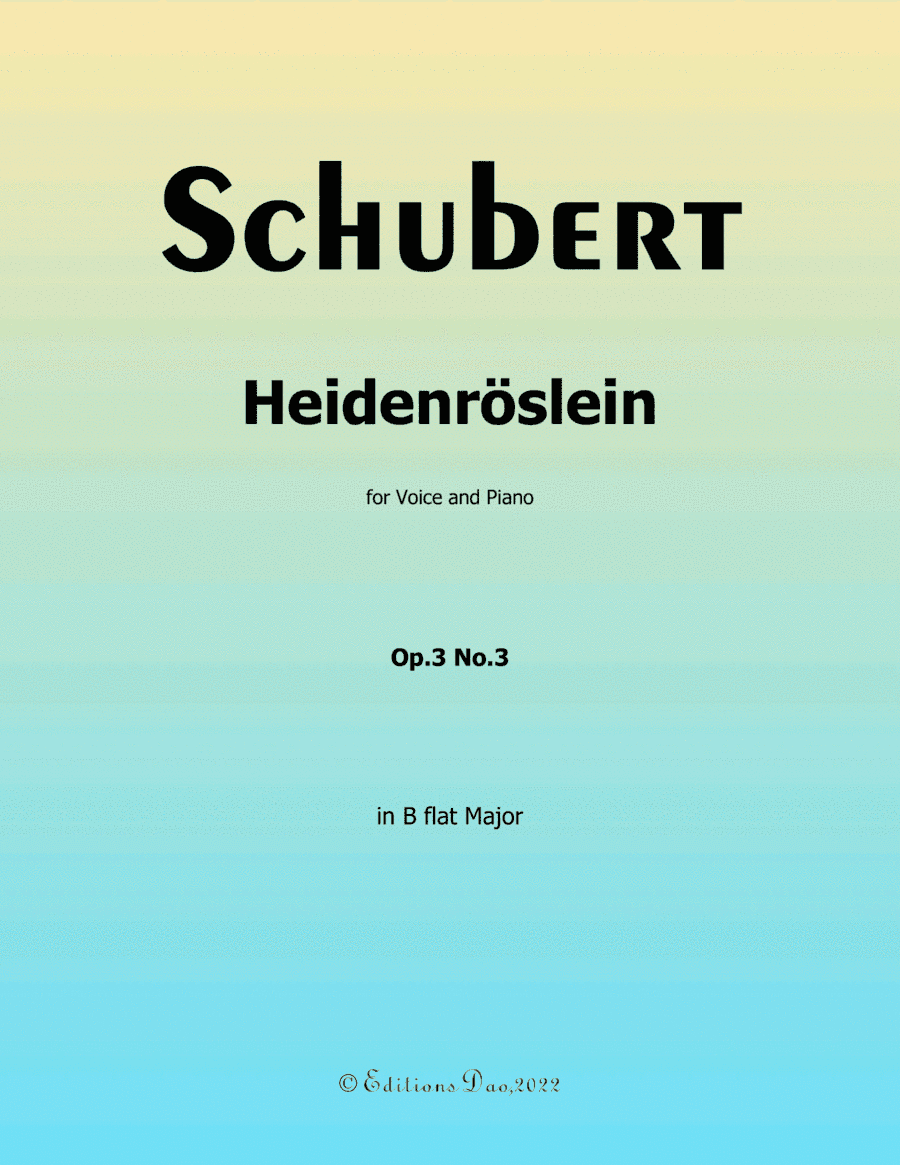 Heidenröslein, by Schubert, in B flat Major (arr. Editions Dao)