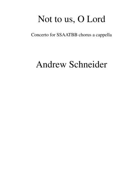 Not to Us, O Lord