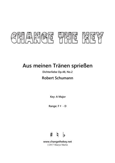 Aus meinen Tranen spriessen - A Major (arr. Change the Key)