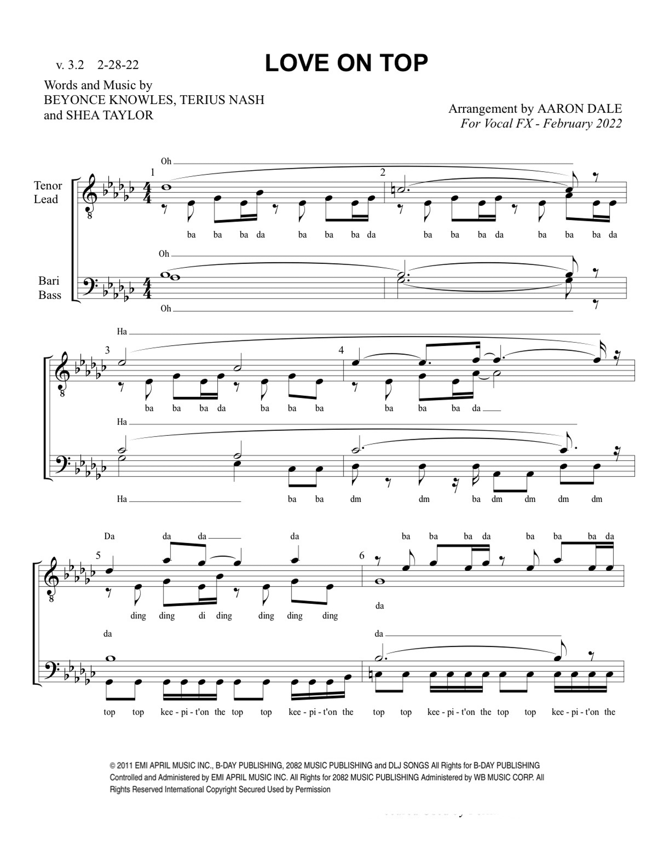 Love On Top (arr. Aaron Dale)