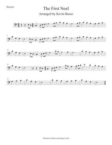 The First Noel (Easy key of C) Bassoon (arr. Kevin Busse)
