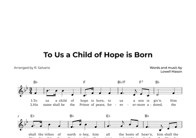 To Us a Child of Hope is Born (Key of B-Flat Major) (arr. R. Salvario)