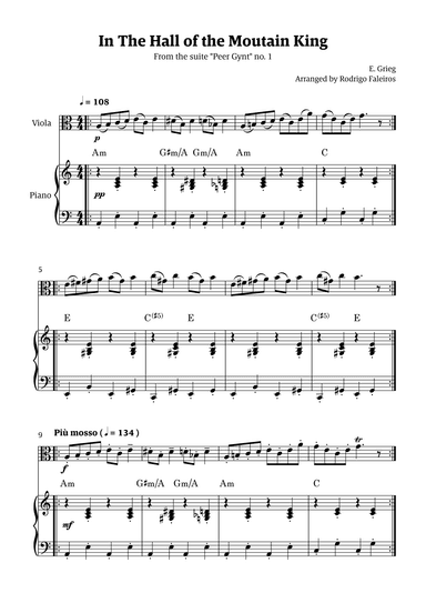 In the Hall of the Mountain King (for viola solo w/ piano accompaniment) (arr. Rodrigo Faleiros)