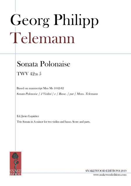 Telemann – Trio Sonata Polonaise TWV 42:a 5 (arr. Sneakwood Editions)