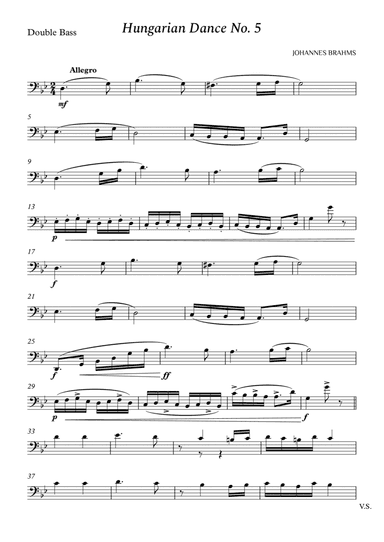 Hungarian Dance No. 5 for Double Bass (arr. Cássio Silva Chaves)