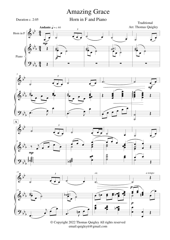 Amazing Grace (arr. Thomas Quigley)