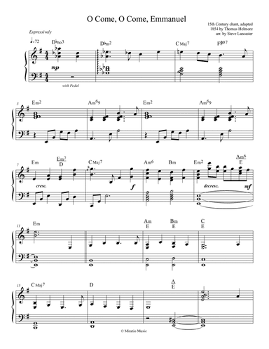 O Come, O Come, Emmanuel - contemplative arr. for solo piano (arr. Steve Lancaster)