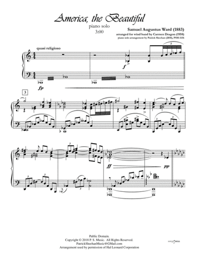 America, the Beautiful (arr. C. Dragon) for solo piano (arr. Patrick Sheehan)