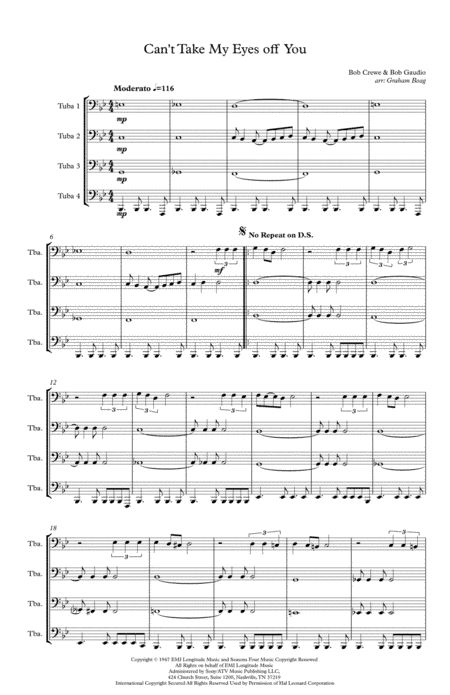 Can't Take My Eyes Off Of You (arr. Graham Boag)