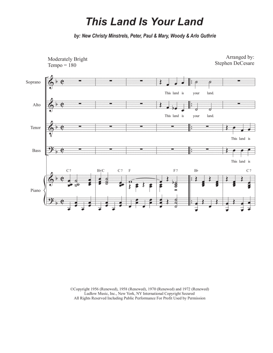 This Land Is Your Land (arr. Stephen DeCesare)